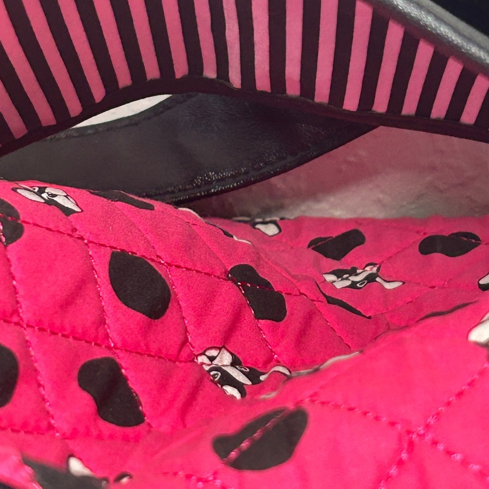 Betsey Johnson Pink French Bulldog Polka Dot Quilted Duffel Bag Weekend Travel - Picture 14 of 14